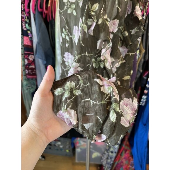 Ulla Johnson Azalea Floral Blouse Designer Ruffled Sheer Flowing 100% Silk 2 - Picture 9 of 13
